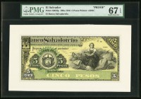 El Salvador Banco Salvadoreno 5 Pesos 189x-1916 Pick S203fp Proof PMG Superb Gem Unc 67 EPQ. 

HID09801242017