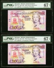 Gibraltar Government of Gibraltar 20 pounds 1.7.1995 Pick 27a Two Consecutive Examples PMG Superb Gem Unc 67 EPQ. 

HID09801242017