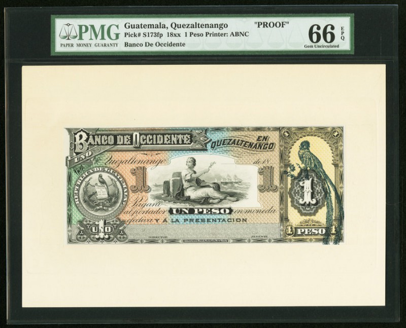 Guatemala Banco de Occidente 1 Peso 1800's Pick S173fp; S173bp Front And Back Pr...