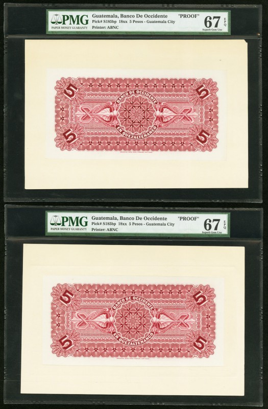 Guatemala Banco de Occidente 5 Pesos 1800's Pick S185bp Two Back Proof Examples ...