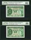 Hong Kong Government of Hong Kong 1 Dollar 7.1.1959 Pick 324Ab Two Consecutive Examples PMG Gem Uncirculated 66 EPQ. 

HID09801242017