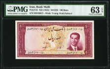 Iran Bank Melli 100 Rials ND (1953) Pick 62 PMG Choice Uncirculated 63 EPQ. 

HID09801242017