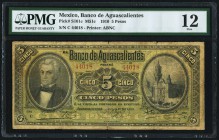 Mexico Banco De Aguascalientes 5 Pesos 1.7.1910 Pick S101c PMG Fine 12. Tape repairs.

HID09801242017