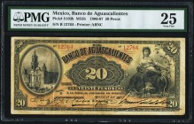Mexico Banco De Aguascalientes 20 Pesos 1.5.1907 Pick S103b PMG Very Fine 25. 

HID09801242017
