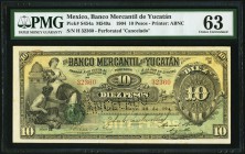Mexico Banco Mercantil de Yucatan 10 Pesos 28.5.1904 Pick S454a PMG Choice Uncirculated 63. 

HID09801242017
