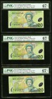 New Zealand Reserve Bank of New Zealand 20 Dollars 2004-08 (2); 2013-14 Pick 187b (2); 187c Three Examples PMG Superb Gem Unc 67 EPQ. 

HID09801242017