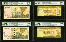 Sri Lanka Central Bank of Sri Lanka 2000; 5000 Rupees 2005; 2006; 2016 Pick 121a; 121b; UNL (2) Four Examples PMG Superb Gem Unc 67 EPQ. Pick UNL; two...