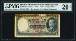 Straits Settlements Government of Straits Settlements 1 Dollar 1.1.1935 Pick 16b PMG Very Fine 20 Net. Thinning; paper pull.

HID09801242017