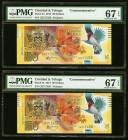 Trinidad And Tobago Central Bank of Trinidad and Tobago 50 Dollars 2014 Pick 54 Two Commemorative Examples PMG Superb Gem Unc 67 EPQ. 

HID09801242017
