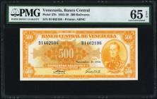 Venezuela Banco Central De Venezuela 500 Bolivares 8.11.1956 Pick 37b PMG Gem Uncirculated 65 EPQ. 

HID09801242017