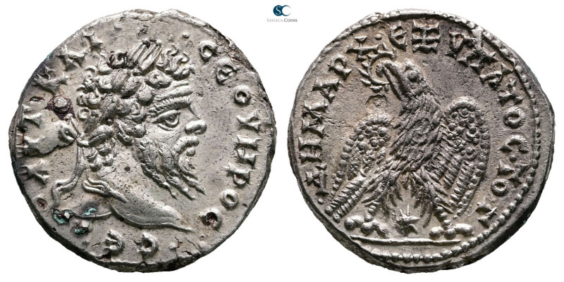 Seleucis and Pieria. Laodicea ad Mare. Septimius Severus AD 193-211. 
Billon-Te...