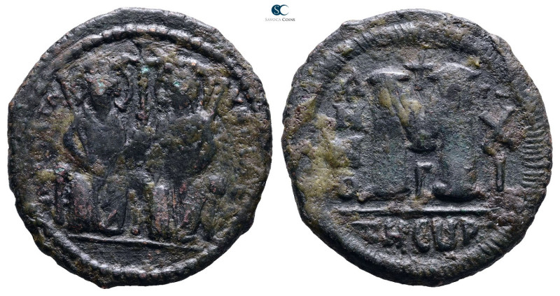 Justin II and Sophia AD 565-578. Theoupolis (Antioch)
Follis or 40 Nummi Æ

3...