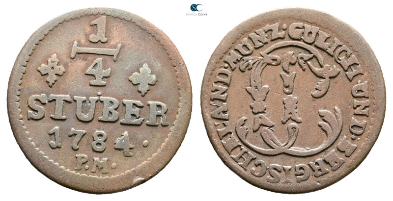 Germany. Jülich-Kleve-Berg AD 1784. 
1/4 Stuber 1784

 mm, 3,67 g



Very...