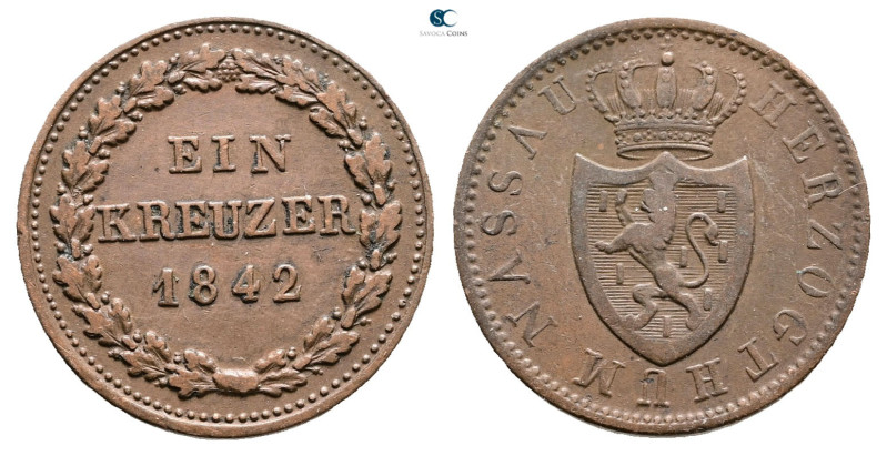 Germany. Nassau AD 1842. 
1 Kreuzer 1842

 mm, 4,09 g



Very Fine