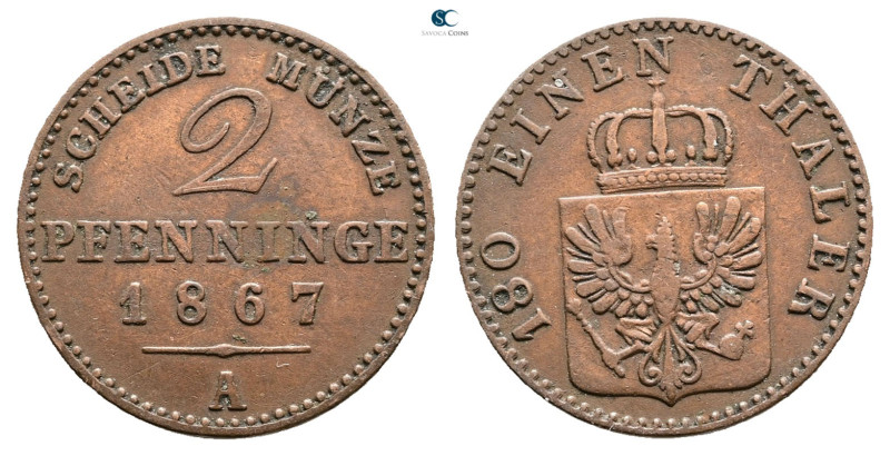 Germany. Preußen AD 1867. 
2 Pfenninge 1867 A

 mm, 3 g



Very Fine