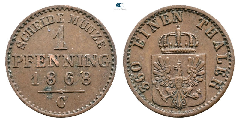 Germany. Preußen AD 1868. 
1 Pfennig 1868 C

 mm, 1,5 g



Very Fine