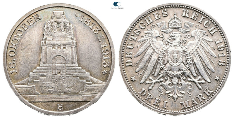 Germany. Sachsen AD 1913. Völkerschlachtdenkmal
3 Mark 1913

 mm, 16,6 g

...