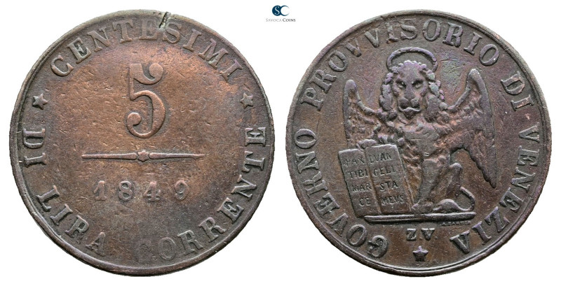 Italy. Venezia AD 1849. 
5 Centesimi 1849

 mm, 4,24 g



Very Fine