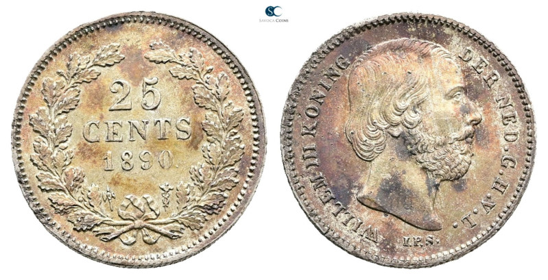 Netherlands. AD 1890. 
25 Cents 1890

 mm, 3,54 g



Nearly Uncirculated