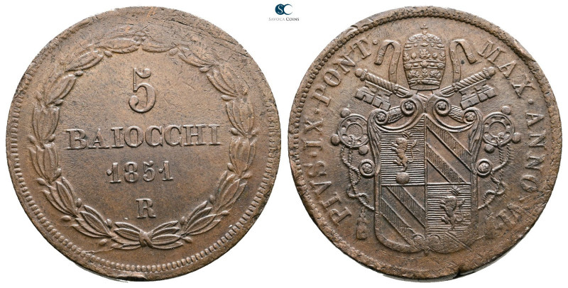 Papal States (Vatican). AD 1851. 
5 Baiocchi 1851

 mm, 40,57 g



Nearly...