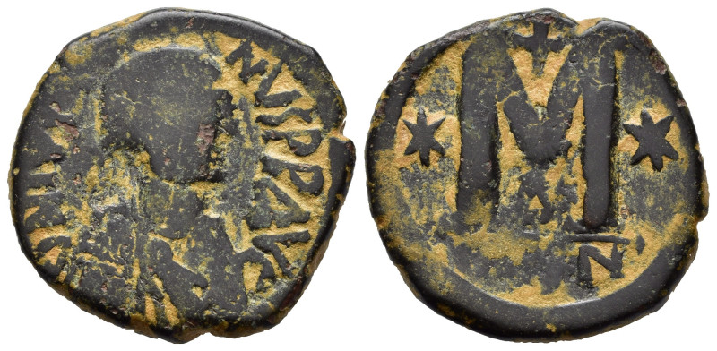 GIUSTINO I (518-527). Costantinopoli. Follis. AE (16,66 g). D/ D N IVSTI-NVS PP ...