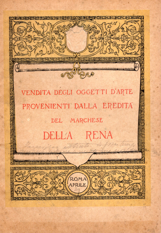 GALLERIA SANGIORGI - Roma, 29 - Aprile, 1905. Catalogo della vendita du alcuni q...