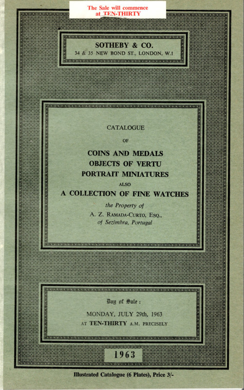 SOTHEBY & CO - London, 29 - July, 1963. Catalogue of Coins and Medals, Objects o...