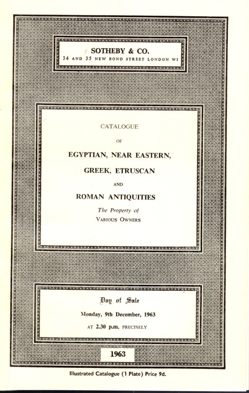 SOTHEBY & CO - London, 9 - December, 1963. Catalogue of Egyptian, Near Eastern G...