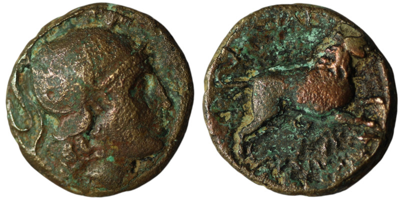 KINGS OF THRACE. Lysimachos (305-281 BC). Lysimacheia.
AE Bronze (18mm, 4,80g)