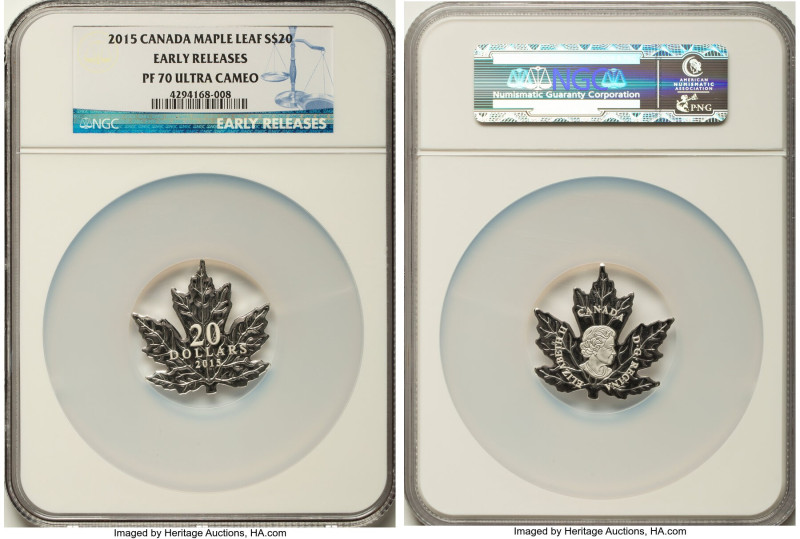 Elizabeth II silver Proof "Maple Leaf" 20 Dollars 2015 PR70 Ultra Cameo NGC, Roy...