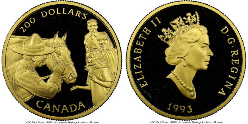 Elizabeth II gold Proof "R.C.M.P." 200 Dollars (1/2 oz) 1993 PR68 Ultra Cameo NG...