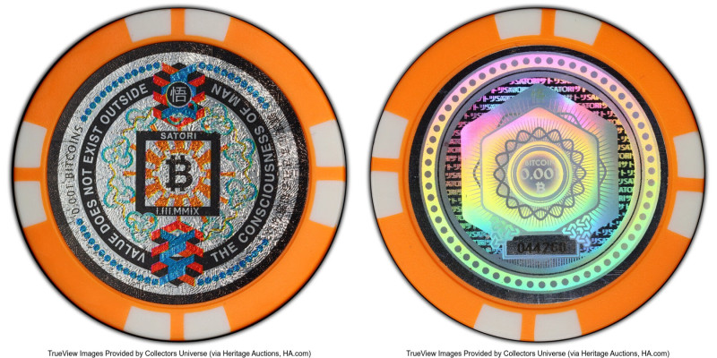 Satori plastic Loaded (Unredeemed) "Poker Chip - Orange" 0.001 Bitcoin (BTC) 201...