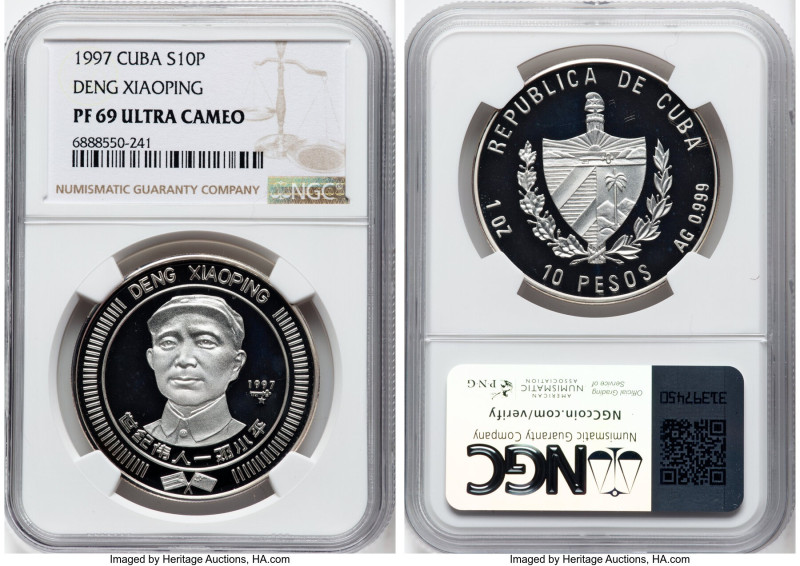 Republic silver Proof "Deng Xiaoping" 10 Pesos (1 oz) 1997 PR69 Ultra Cameo NGC,...