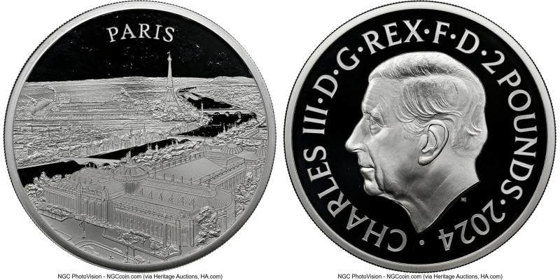 Charles III silver Proof "Paris" 2 Pounds (1 oz) 2024 PR70 Ultra Cameo NGC, Mint...