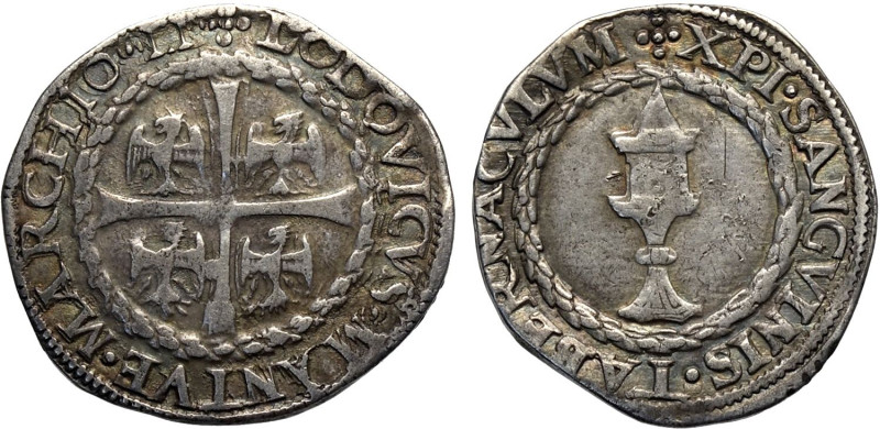 Mantova, Ludovico III Gonzaga (1445-1478), Mezzo Testone, RR MIR-393 Ag 22 mm 3,...