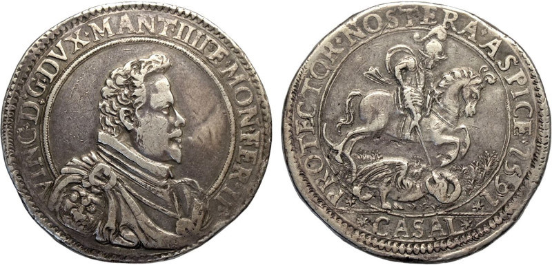 Casale, Vincenzo I Gonzaga (1587-1612), Ducatone 1591, Rara MIR-291 Ag 42 mm 31,...