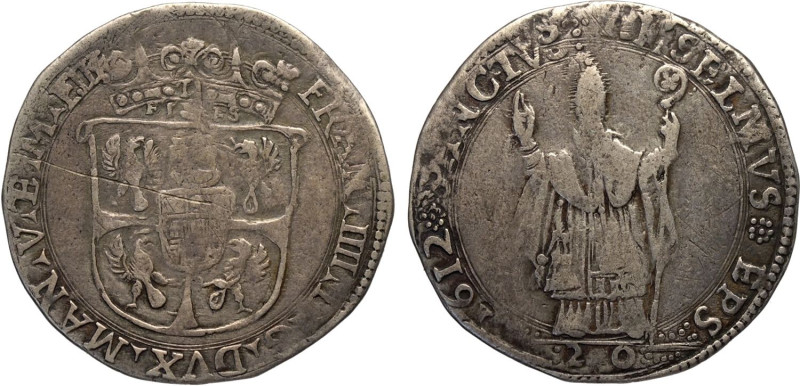 Mantova, Francesco IV Gonzaga (1612), Lira 1612, Rara MIR-567 Ag 30 mm 5,58 g, l...