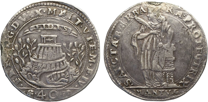 Mantova, Ferdinando Gonzaga (1612-1626), Quarto di Ducatone, RR MIR-605 Ag 32 mm...
