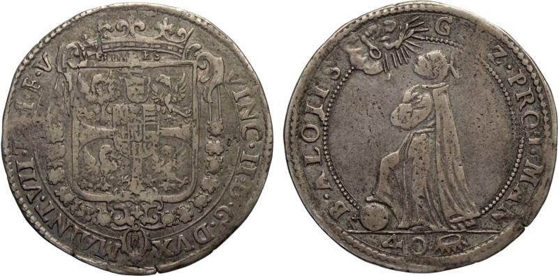 Mantova, Vincenzo II Gonzaga (1627), Quarto di Ducatone, RRR MIR-629 Ag 32,5 mm ...