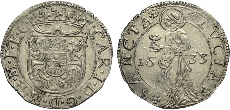 Mantova, Carlo I Gonzaga/Nevers (1627-1637), Lira 1633, MIR-650 Ag 28 mm 4,44 g,...