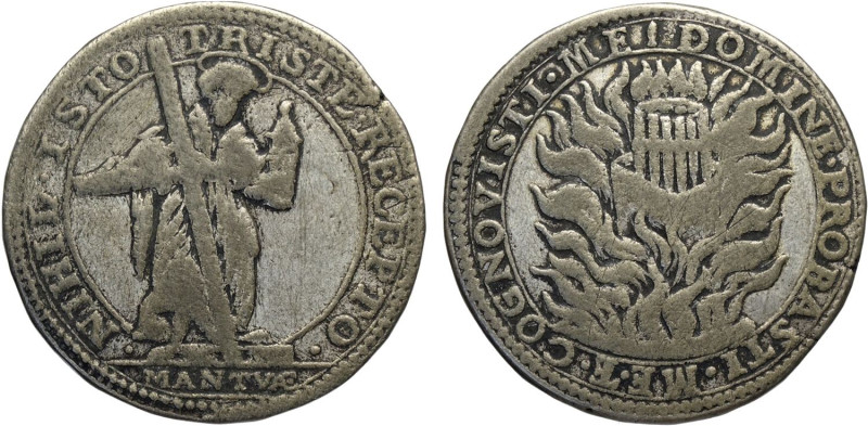 Mantova, Assedio Austro/Spagnolo (1629-1630), Mezzo Scudo primo, RR MIR-664 Ag 3...