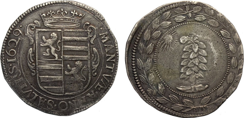 Mantova, Assedio Austro/Spagnolo (1629-1630), Mezzo Scudo del fiore 1629, RRR MI...
