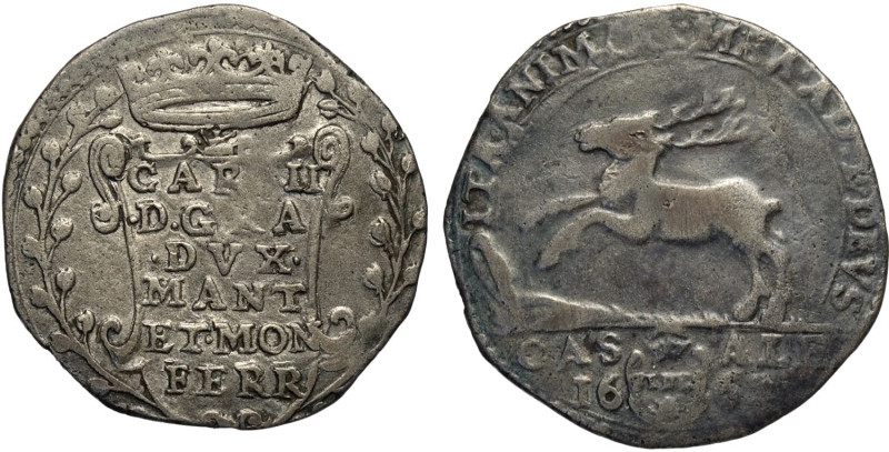 Casale, Carlo II Gonzaga/Nevers (1647-1665), da 4 Reali 1662, Rara MIR-358 Mi 30...