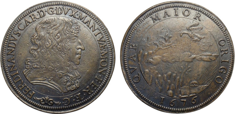 Mantova, Ferdinando Carlo Gonzaga/Nevers (1669-1707), Scudo 1676 in rame, Cu 44 ...