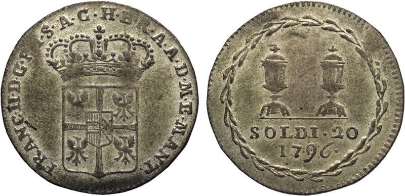 Mantova, Assedio Francese (1796-1797), Lira 1796, Rara MIR-770 Mi 25 mm 3,22 g, ...