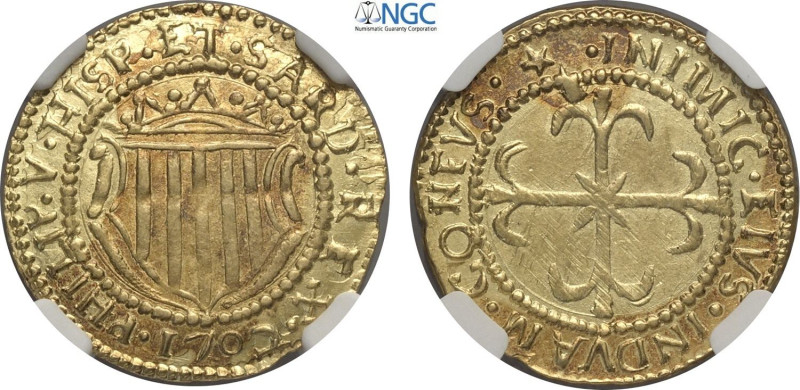 Cagliari, Filippo V (1700-1719) King of Spain, Scudo d'oro 1702, MIR-93/2 Fr-145...