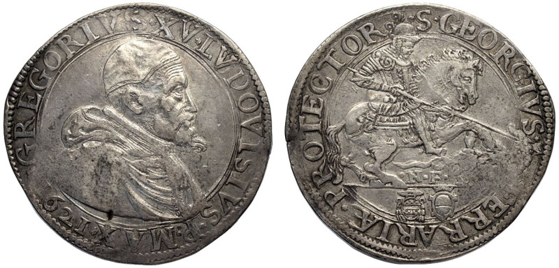 Ferrara, Gregorio XV (1621-1623), Scudo d'argento 1621, RR Munt-38 Ag 44 mm 31,8...