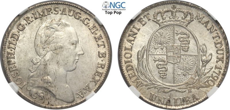 Milano, Giuseppe II d'Asburgo Lorena (1780-1790), Lira 1790, RR Ag 26 mm 6,25 g,...