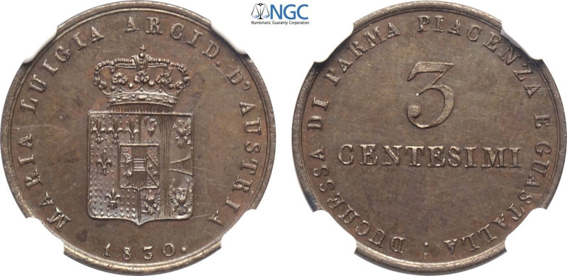 Parma, Maria Luigia d'Austria (1815-1847), 3 Centesimi 1830, RR Cu 23 mm, in Sla...