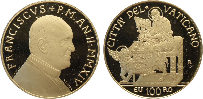 Città del Vaticano, Francesco (2013-), 100 Euro 2014, Tiratura: 999, Au (.917) 3...